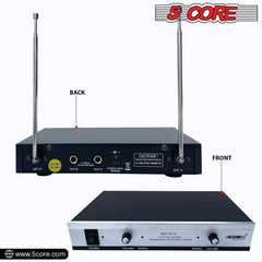 5Core Wireless Microphone VHF Handheld & 1 Collar Mic + Receiver