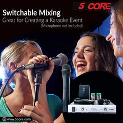 5Core Wireless Microphone VHF Handheld & 1 Collar Mic + Receiver