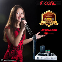 5Core Wireless Microphone VHF Handheld & 1 Collar Mic + Receiver